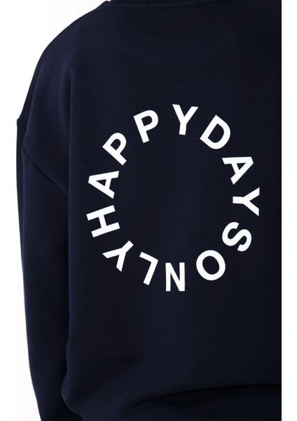 Happy Days Relaxed Fit Sweatshirt Kadın - Lacivert