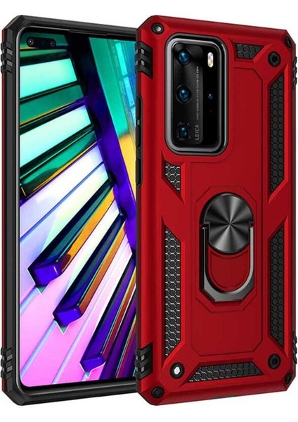 Huawei P40 Pro Uyumlu Kılıf Vega Kapak, Kırmızı