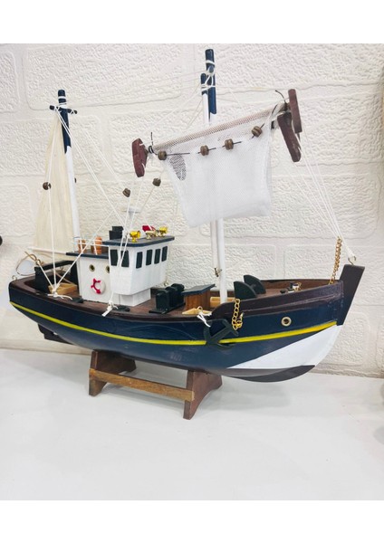 Dekoratif Ahşap Maket Gemi Balıkçı Teknesi