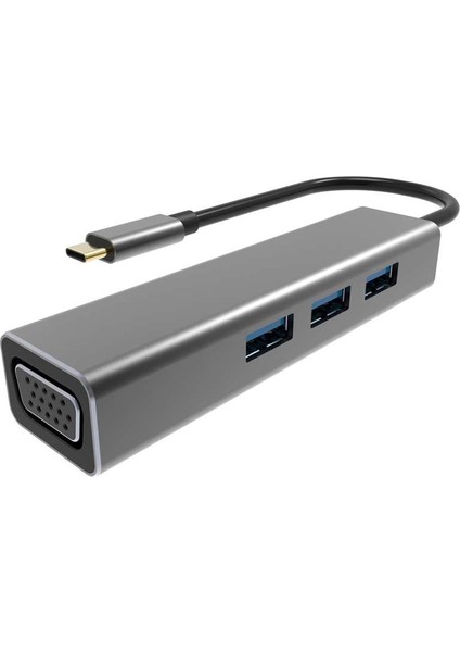 DH319 Type-C To USB 3.0-3 VGA Çevirici