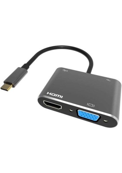 CU451 Type-C To VGA HDMI USB Type-C Çevirici