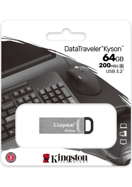 DTKN-64GB 64GB DataTraveler Kyson 200MB-s Metal USB 3.2 Gen 1 Flash Bellek