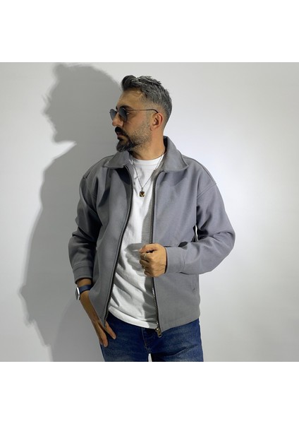 Sırtı Nakış Detaylı Oversize Kaşe Ceket