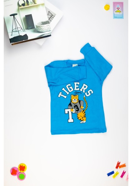 Kaplan Baskılı Uzun Kollu Çocuk Sweatshirt 1-4 Yaş