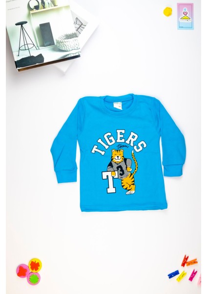 Kaplan Baskılı Uzun Kollu Çocuk Sweatshirt 1-4 Yaş