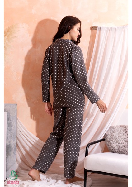 Kadın Kışlık Welsoft Peluş Polar Düğmeli Pijama Takımı