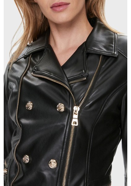 Olivia Slim Fit Gömlek Yaka Deri Ceket W3BL93K8S30 Bayan Ceket W3BL93 K8S30 Jtmu