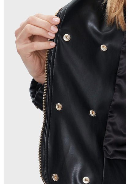 Olivia Slim Fit Gömlek Yaka Deri Ceket W3BL93K8S30 Bayan Ceket W3BL93 K8S30 Jtmu