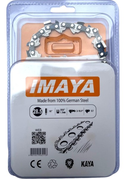 Imaya German Steel 28.5-3/8lp 1.3mm Köşeli Zincir 91AYAK