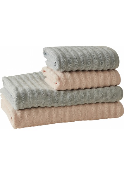 Morina 4 Parça Hamam Seti Pudra-Mavi