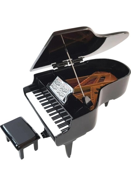 Dekoratif Piyano ve Sandalye Siyah 16 cm