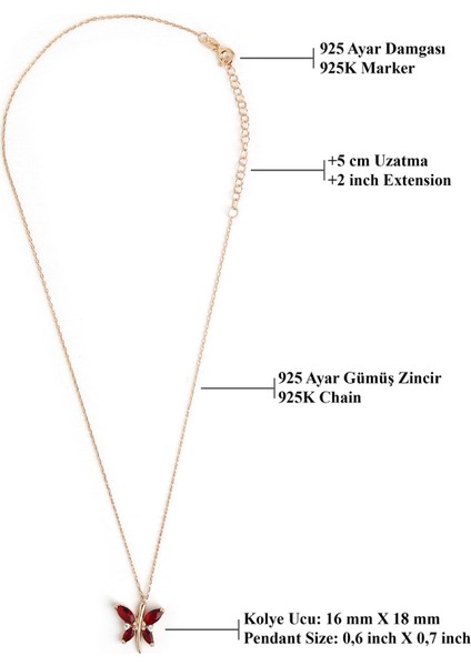 Garnet Kırımızı Gümüş Kelebekli Kolye 18 Ayar Rose Altın Kaplama Kelebekli Aşk Kolye 925 Ayar Gümüş Kadın Kolye | Bayan Gümüş Kelebek Kolyesi Zirkon Taşlı Kelebek Kolye Kadın Gümüş Kolye fırsatları