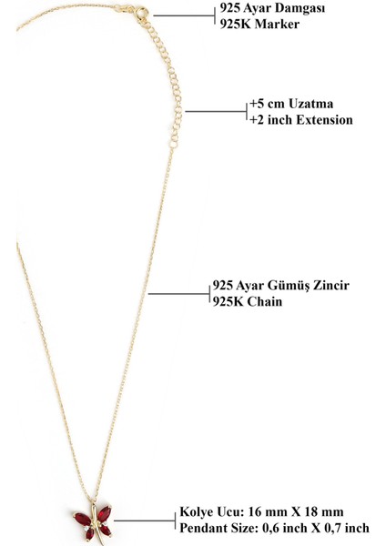 Garnet Kırımızı Gümüş Kelebekli Kolye 18 Ayar Sarı Altın Kaplama Kelebekli Aşk Kolye 925 Ayar Gümüş Kadın Kolye | Bayan Gümüş Kelebek Kolyesi Zirkon Taşlı Kelebek Kolye Gold Kadın Gümüş Kolye fırsatları