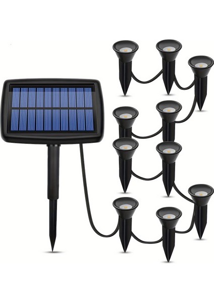 Dış Mekan ve Iç Mekan Için 10 Parça Set Güneş Enerjili LED Işıklar Siyah (Yurt Dışından)
