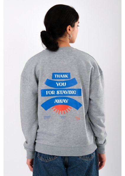 Thank You Relaxed Fit Sweatshirt Kadın - Gri