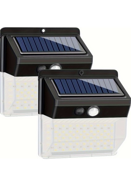 Dış Mekan ve Iç Mekan Için Hareket Sensörlü 136LED Güneş Enerjili Işıklar Siyah (Yurt Dışından)