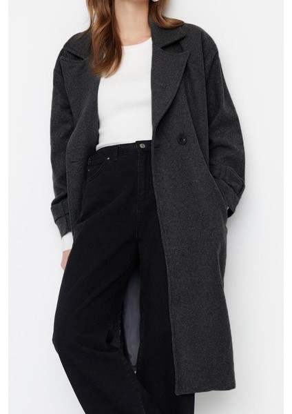 Kadın Moda Şık Bol Ceket Yaka Uzun Düz Astarlı Oversize Geniş Kesim Kemerli Uzun Yünlü Kaşe Kaban fiyatları