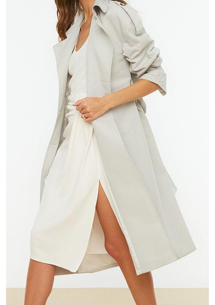 Kadın Moda Şık Oversize Ceket Yaka Uzun Düz Astarlı Geniş Kesim Kuşaklı Su Itici Uzun Trençkot modelleri