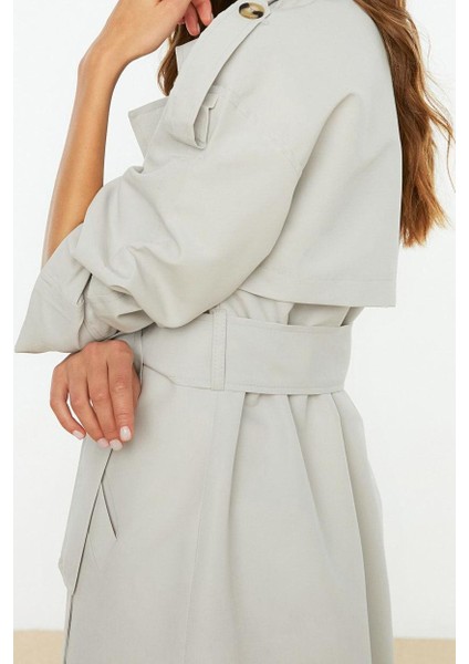 Kadın Moda Şık Oversize Ceket Yaka Uzun Düz Astarlı Geniş Kesim Kuşaklı Su Itici Uzun Trençkot indirimleri