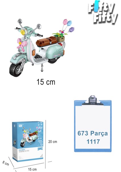 Loz Car Model Serisi/ Turkuaz Motor -LZ1117 (673 Parça) Oyuncak Yapım Seti modelleri