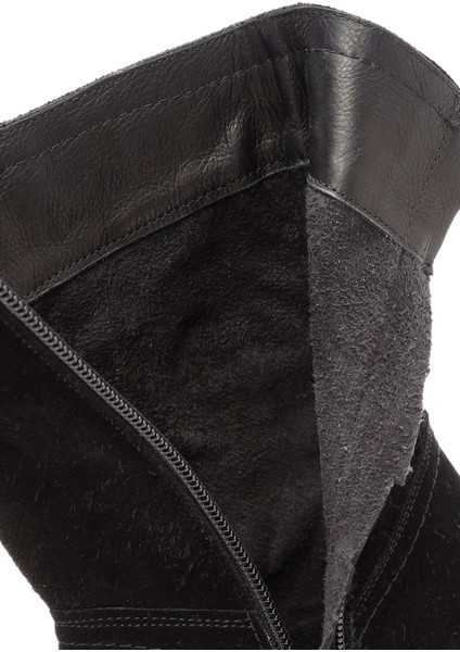 Kadın Siyah Fermuarlı Süet Deri Comfort Bot 24Wfd361010