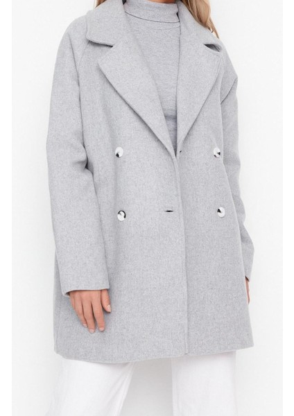 Kadın Moda Şık Regular Ceket Yaka Midi Düz Astarlı Yünlü Kaşe Kaban modelleri