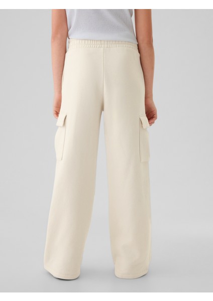 Kız Çocuk Kırık Beyaz Vintage Soft Wide-Leg Kargo Eşofman Altı indirimleri