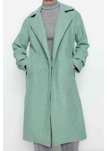 Kadın Moda Şık Bol Ceket Yaka Uzun Düz Astarlı Oversize Geniş Kesim Kemerli Uzun Yünlü Kaşe Kaban modelleri
