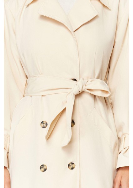 Kadın Moda Şık Oversize Ceket Yaka Uzun Düz Astarlı Oversize Geniş Kesim Kemerli Trençkot indirimleri