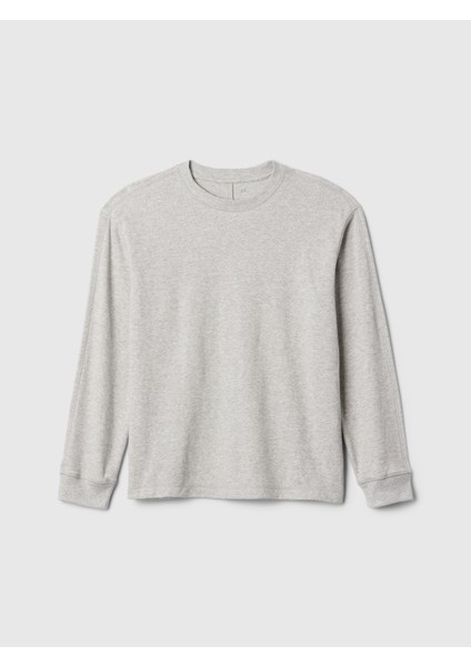 Erkek Çocuk Gri Waffle Örgü T-Shirt