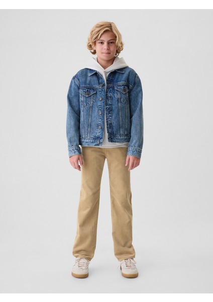 Erkek Çocuk Bej Kadife Original Straight Jean Pantolon