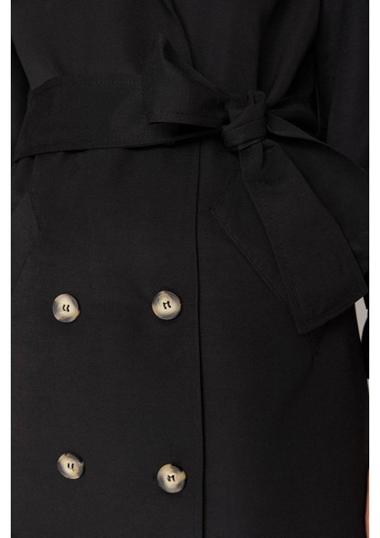 Kadın Moda Şık Oversize Ceket Yaka Uzun Düz Astarlı Geniş Kesim Kuşaklı Su Itici Uzun Trençkot indirimleri