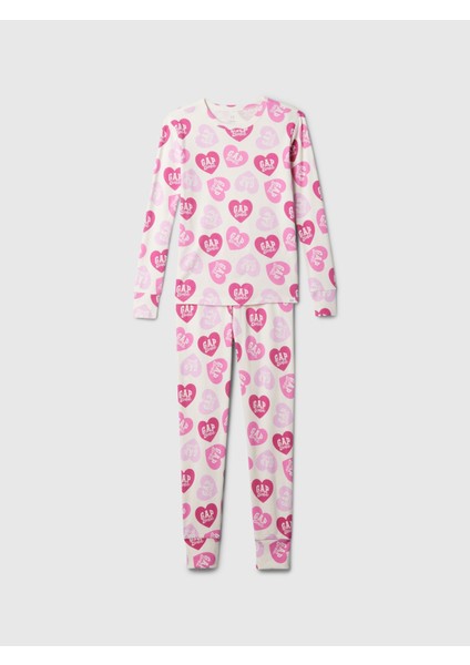 Kız Çocuk Pembe Gap × Barbie™ Desenli Organik Pamuk Pijama Takımı
