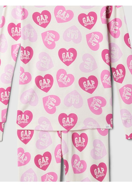 Kız Çocuk Pembe Gap × Barbie™ Desenli Organik Pamuk Pijama Takımı