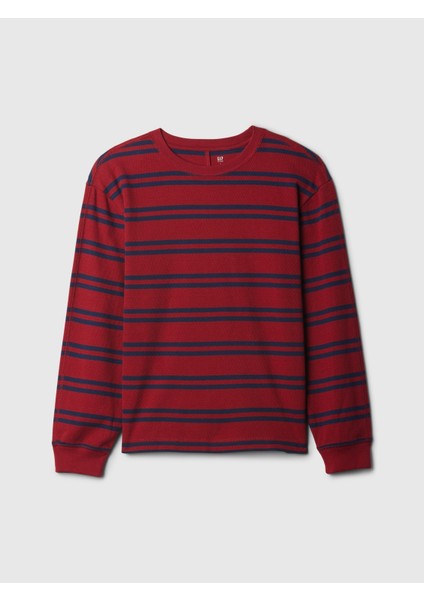 Erkek Çocuk Bordo Waffle Örgü T-Shirt