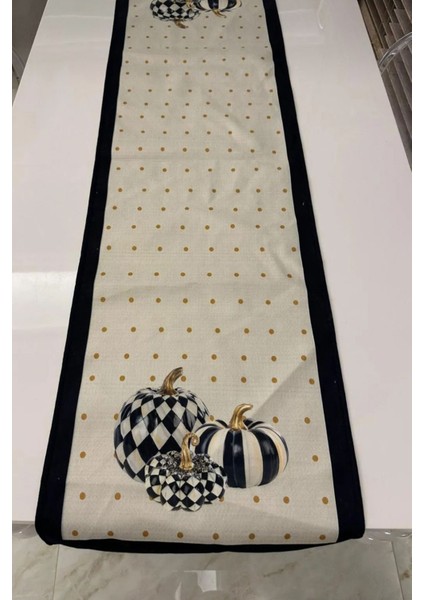 Keten Görünümlü Balkabağı Desenli Runner 40X140