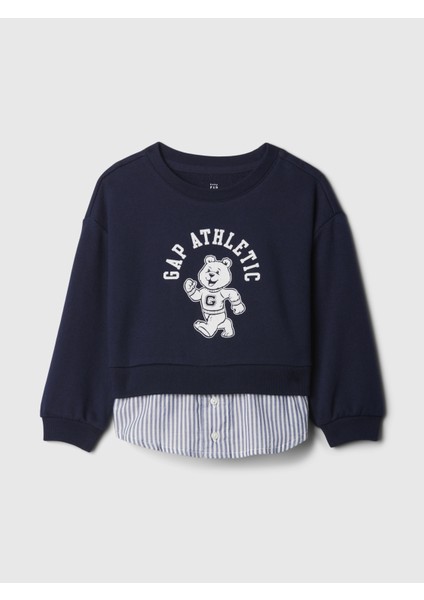 Kız Bebek Lacivert Gap Logo Brannan Bear Grafikli 2-In-1 Sweatshirt