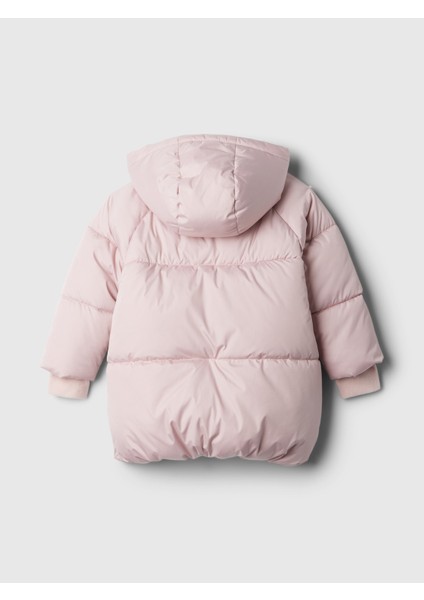 Kız Bebek Pembe Geri Dönüştürülmüş Heavyweight Sherpa PrimaLoft® Puffer Şişme Mont modelleri