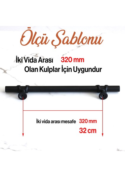 Siyah Metal Mobilya Kulp 320 mm - 32 cm Mutfak Çekmece Dolabı Kulbu Siyah