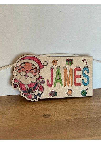 Yılbaşı Noel Baba Isimli Hediye Ahşap Puzzle