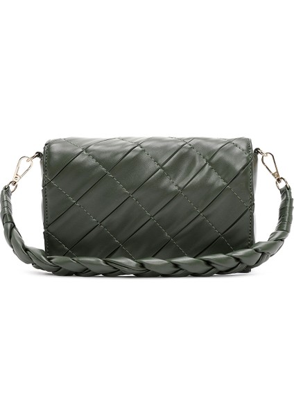 Kadın Yeşil Örgü Askılı Baskılı Omuz Çantası 24WBD296326 fırsatları