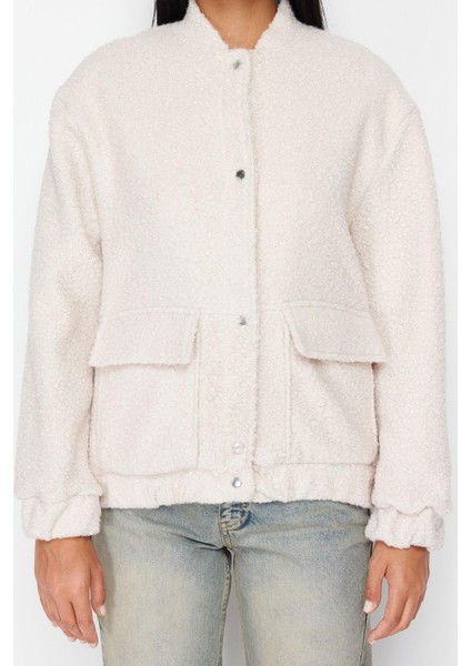 Kadın Moda Şık Regular Hakim Yaka Standart Düz Astarlı Regular Buklet Bomber Ince Ceket Mont