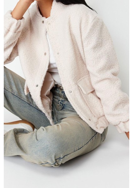 Kadın Moda Şık Regular Hakim Yaka Standart Düz Astarlı Regular Buklet Bomber Ince Ceket Mont fiyatları