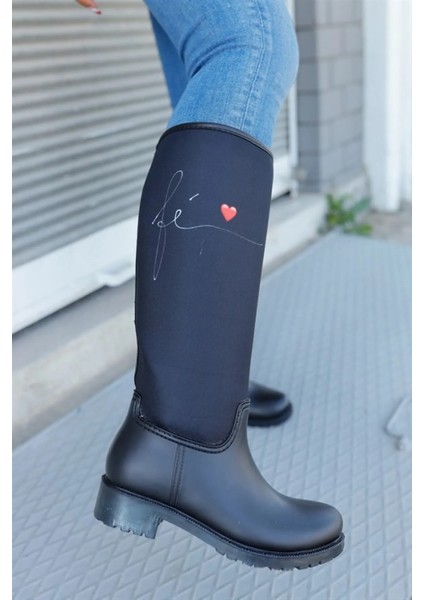 Kafkaslar Uzun Desenli Renkli Siyah Bayan Su Geçirmez Yağmur Çizmesi fırsatları