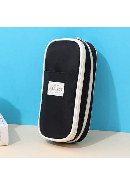 Macaron Renk Eşleştirme Kalem Kutusu Büyük Kapasiteli Kırtasiye Kutusu Çok Katmanlı Öğrenci Tuval Kalem Kutusu (Yurt Dışından)