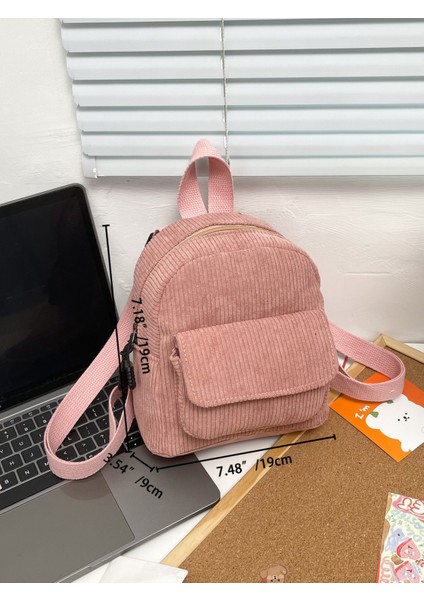 Kadife Çanta Sırt Çantası Kadife Okul Çantası Yeni Kadın Çantası Basit Rahat Kız Küçük Sırt Çantası Kadın Çantası (Yurt Dışından)