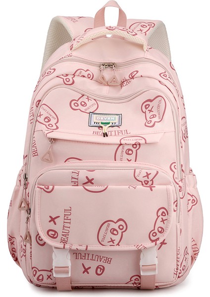 Yeni Öğrenci Okul Çantası Kadın Sevimli Baskı Orta Okul Öğrencisi Sırt Çantası Büyük Kapasiteli Açık Hava Eğlence Yükü Azaltıcı Sırt Çantası (Yurt Dışından)