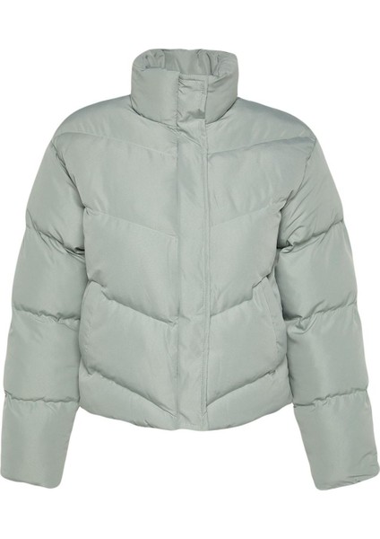 Kadın Moda Şık Regular Dik Yaka Standart Düz Astarlı Regular Su Itici Şişme Mont