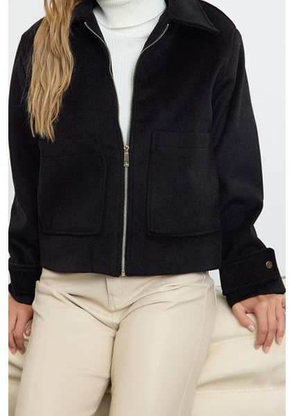 Kadın Moda Şık Oversize Gömlek Yaka Standart Düz Astarlı Oversize Kaşe Ince Ceket Mont modelleri