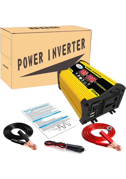 Taşınabilir Invertör Araba Güç Invertörleri Dc12Volt - Sarı (Yurt Dışından)